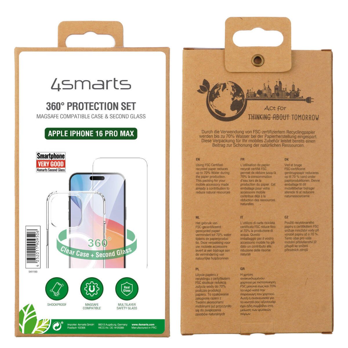 4smarts 360° Premium Protection Set für iPhone 16 Pro Max MagSafe-kompatibel 4smarts 360° Premium Protection Set für iPhone 16 Pro Max MagSafe-kompatibel